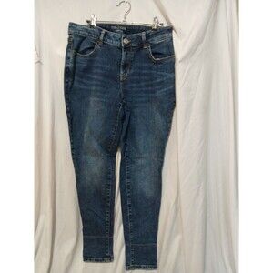 Maurices Womens Jeans Large Short Blue Skinny Denim Pant Dark Wash Mid Rise